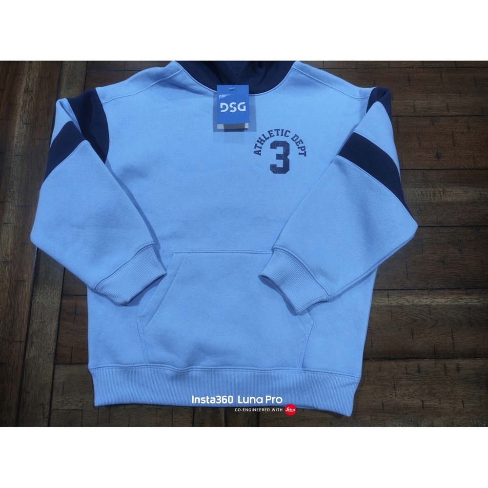 DSG Boys Classic Fleece Pieced Hoodie Academy Blue Navy Size Small NWT - Picture 2 of 4